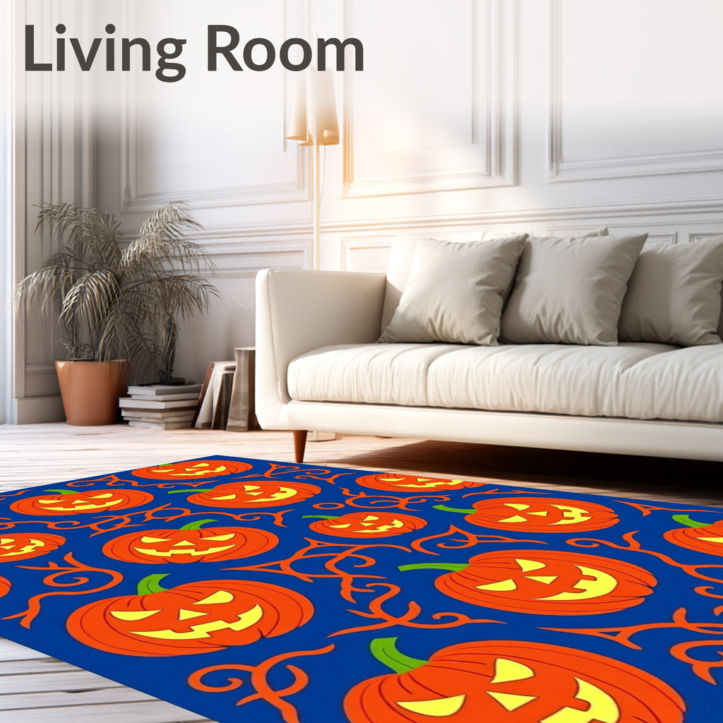 Orange Jack O Lantern Halloween Swirls Rug