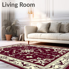 Crimson Ivory Vintage Floral Medallion Rug