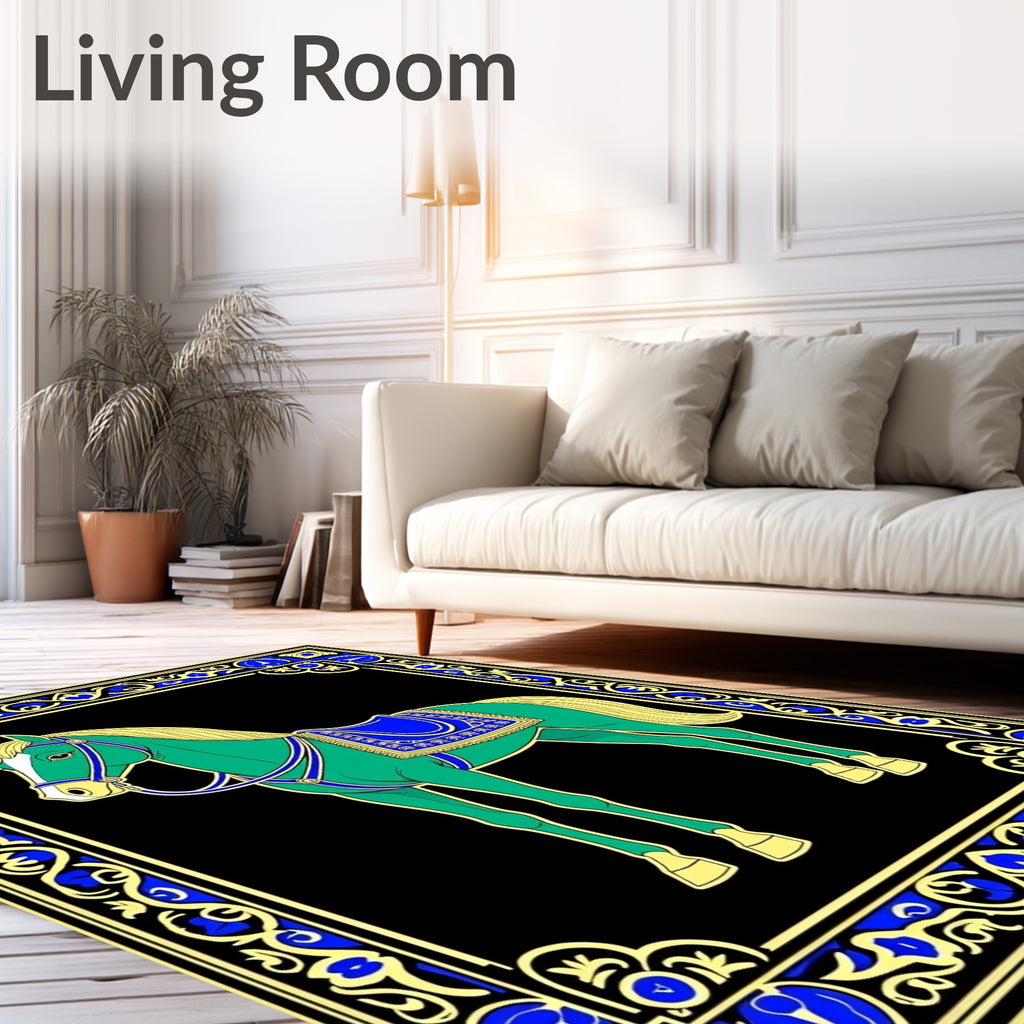 Emerald Horse Royal Blue Saddle Regal Frame Rug