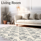 Monochromatic Sketchy Octopus Repeating Arrangement Rug