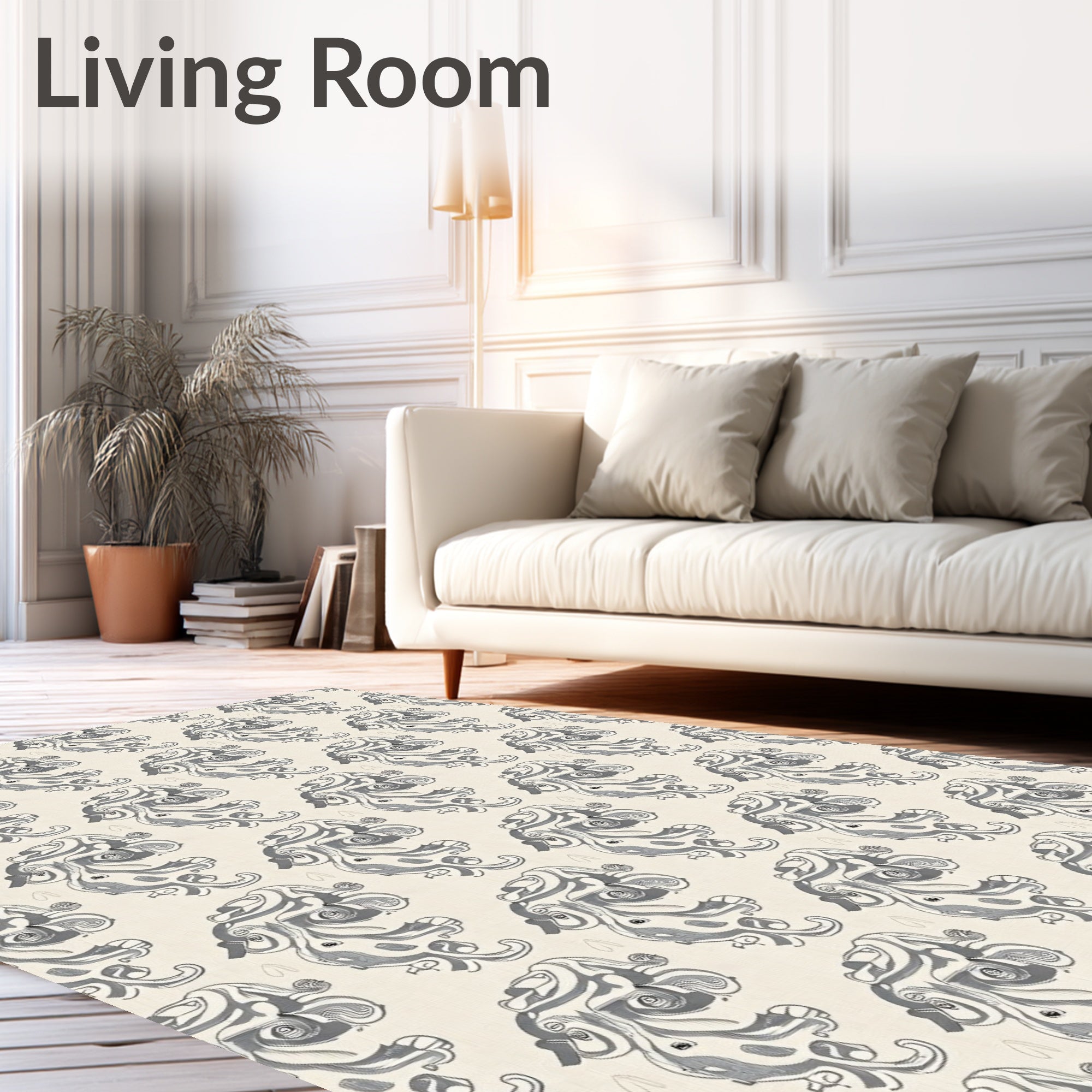 Monochromatic Sketchy Octopus Repeating Arrangement Rug