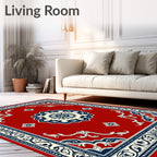 Crimson Medallion Corner Scroll Rug