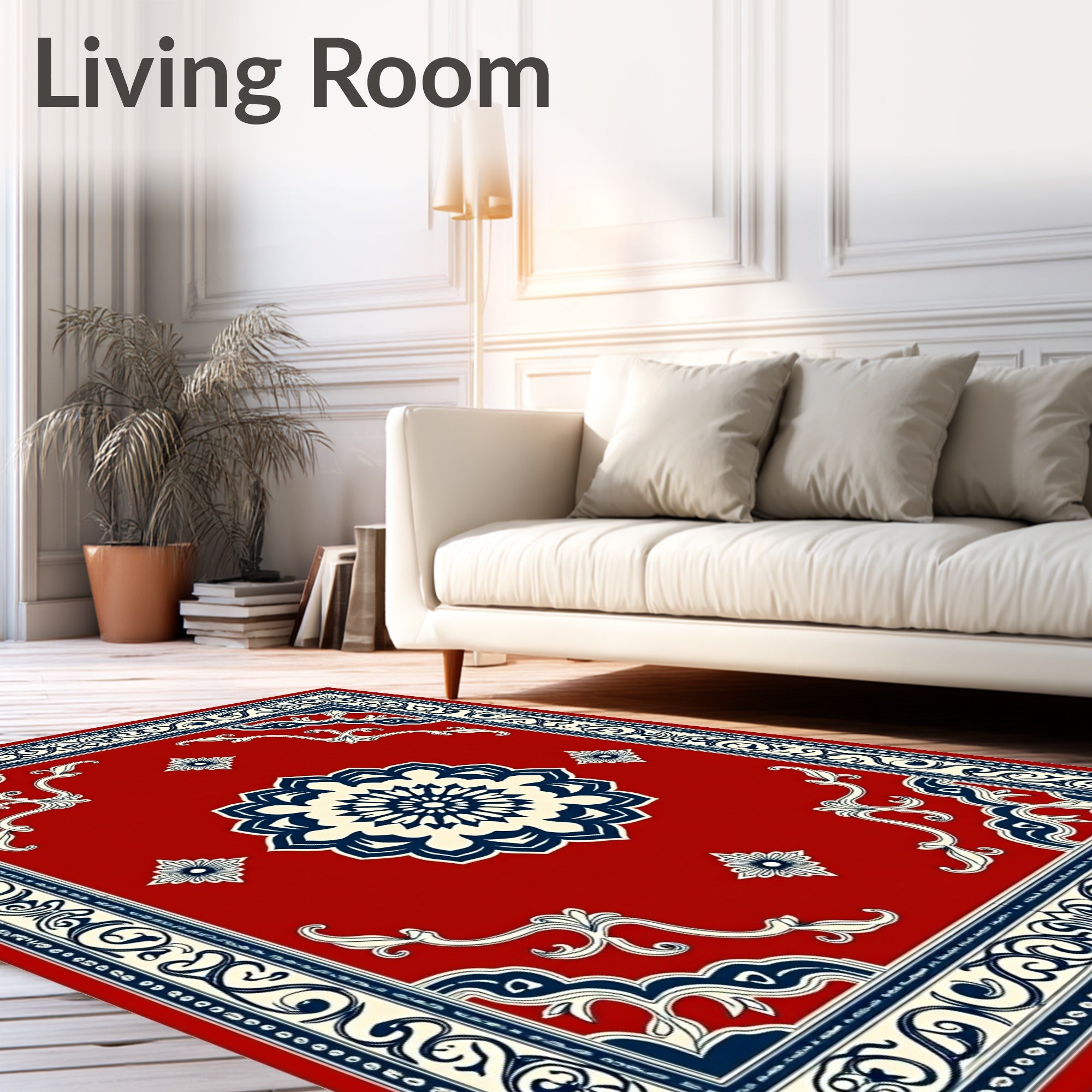 Crimson Medallion Corner Scroll Rug
