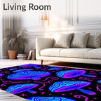 Psychedelic Neon Mushroom Swirl Rug