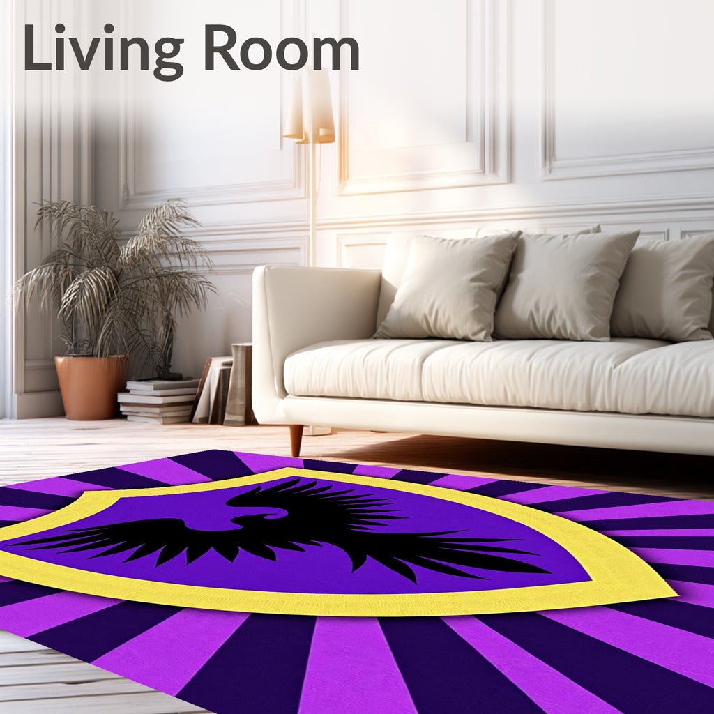 Purple Yellow Black Eagle Crest Rug