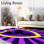 Purple Yellow Black Eagle Crest Rug