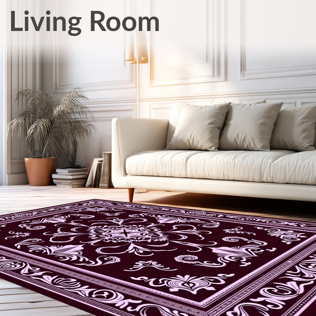 Ornate Floral Medallion Plum Rug