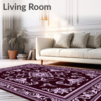 Ornate Floral Medallion Plum Rug