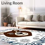Charming Brown Bear With Snowflakes Border Rug
