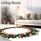 Crimson Green Leafy Garland Swirl Rug