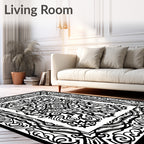 Intricate Black And White Scrollwork Harmony Rug
