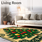 Festive Evergreen Ornate Christmas Tree Rug