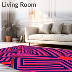 Vibrant Pink Navy Maze Stars Rug