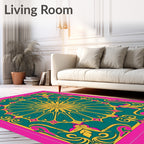 Emerald Teal Floral Starburst Rug