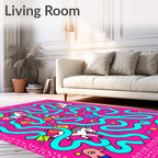 Pink Unicorn Maze With Whimsical Creatures Rug