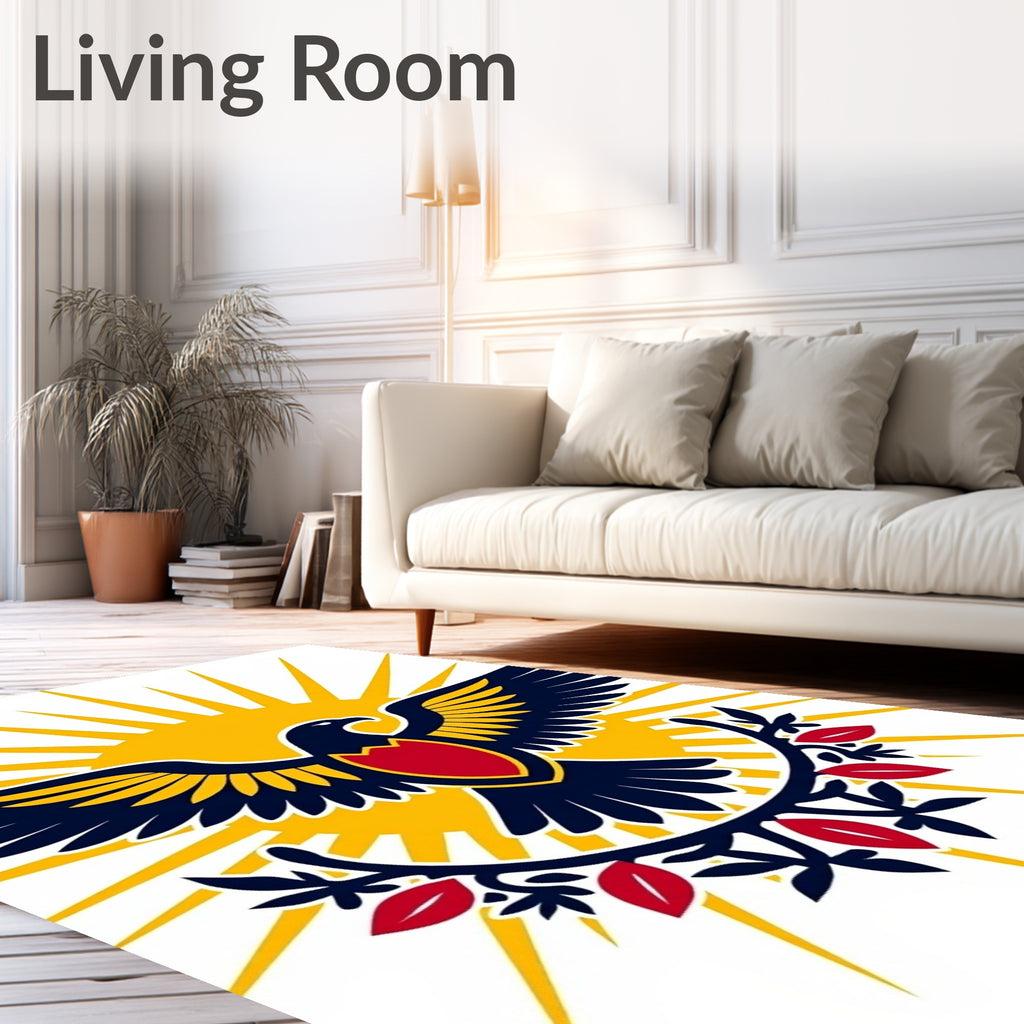 Bold Eagle With Sun Rays Red Accent Rug
