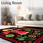 Festive Red And Green Christmas Character Rug