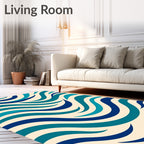 Oceanic Blue Swirling Waves Rug
