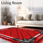 Scarlet Vine Leaf Lattice Rug