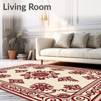 Ornate Crimson Garden Rococo Ornament Rug