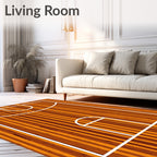 Brown Orange Vertical Wood Court Rug