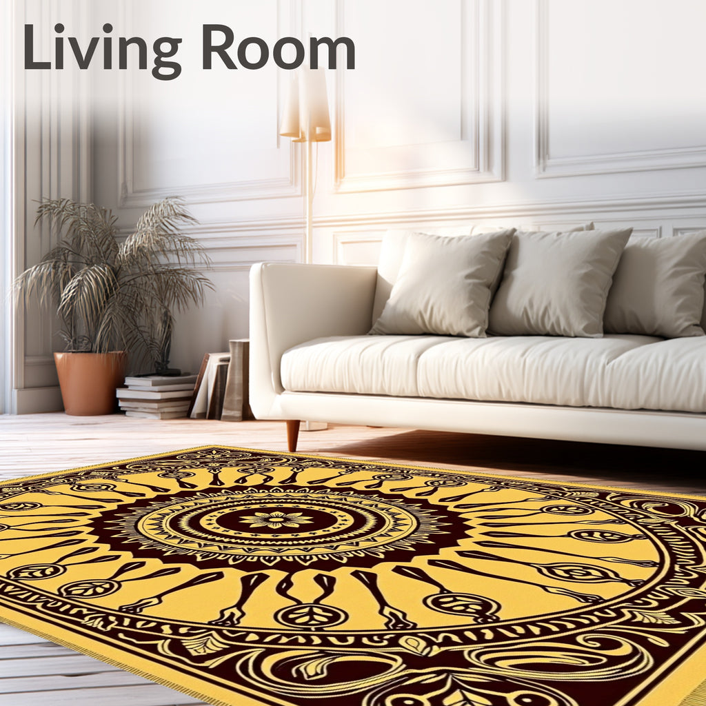 Golden Yellow Sunburst Medallion Rug