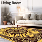 Golden Yellow Sunburst Medallion Rug