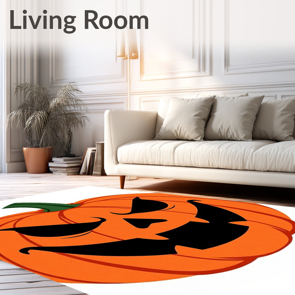 Spooky Orange Jack O Lantern Face Rug
