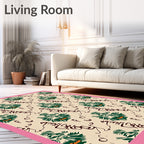 Green Tribal Face Cream Abstract Rug