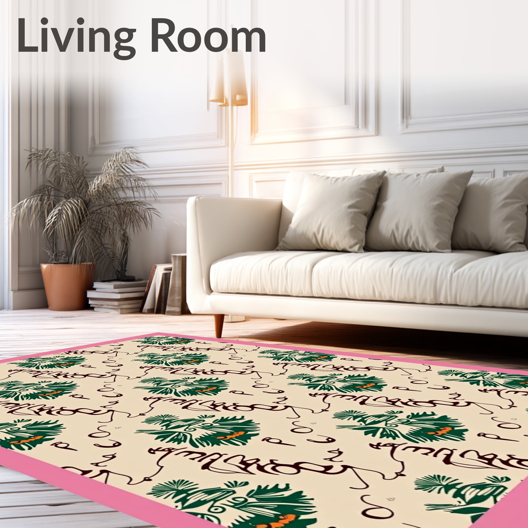 Green Tribal Face Cream Abstract Rug