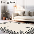 Cream Classic Black Border Medallion Rug