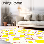 Bold Yellow Diamond Geometric Lines Rug