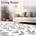 Dark Green Pine Branch Red Berry Rug