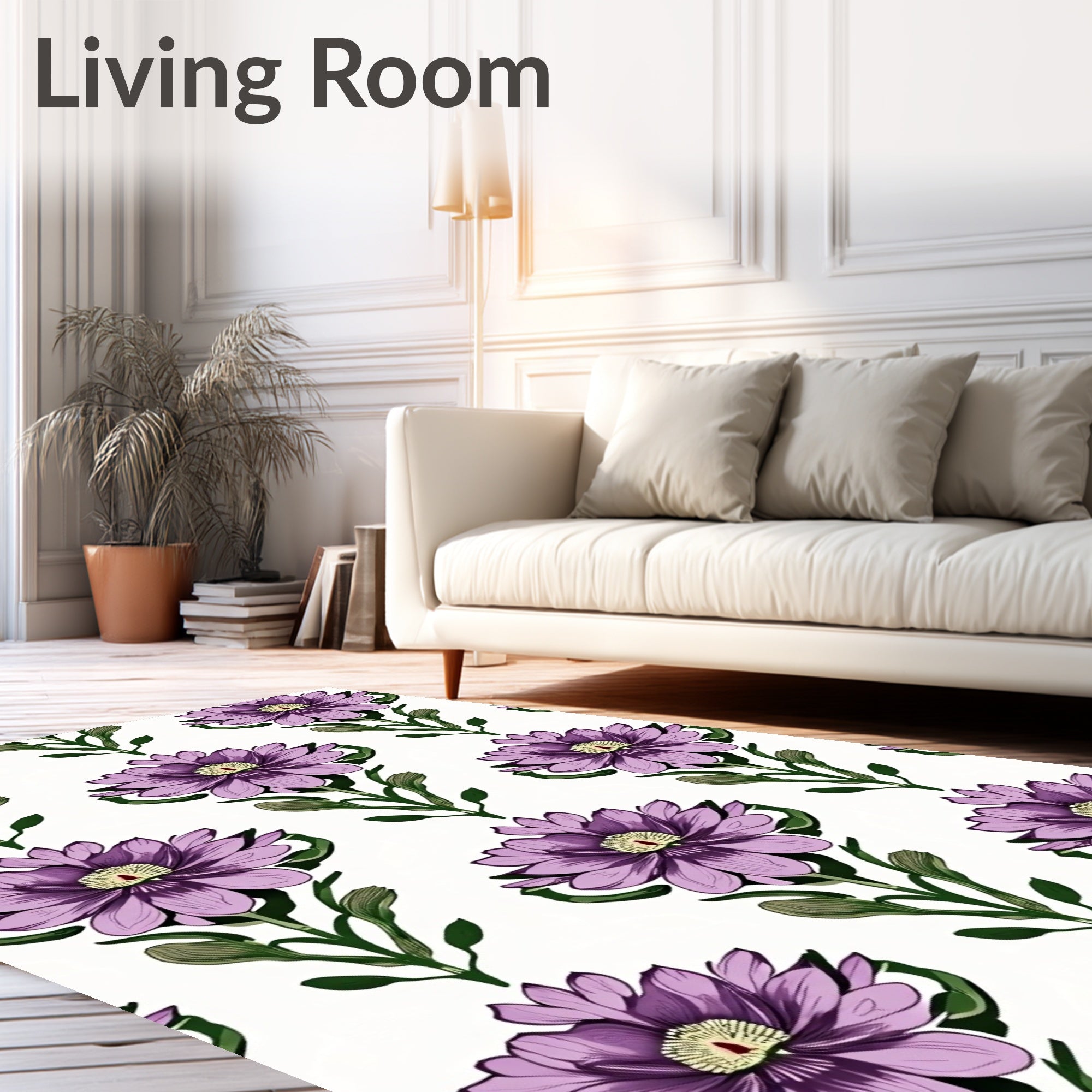 Exotic Purple Lotus Floral Repeat Rug
