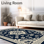 Midnight Blossom Intricate Floral Rug