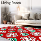 Retro Whimsical Clown Red Green Rug