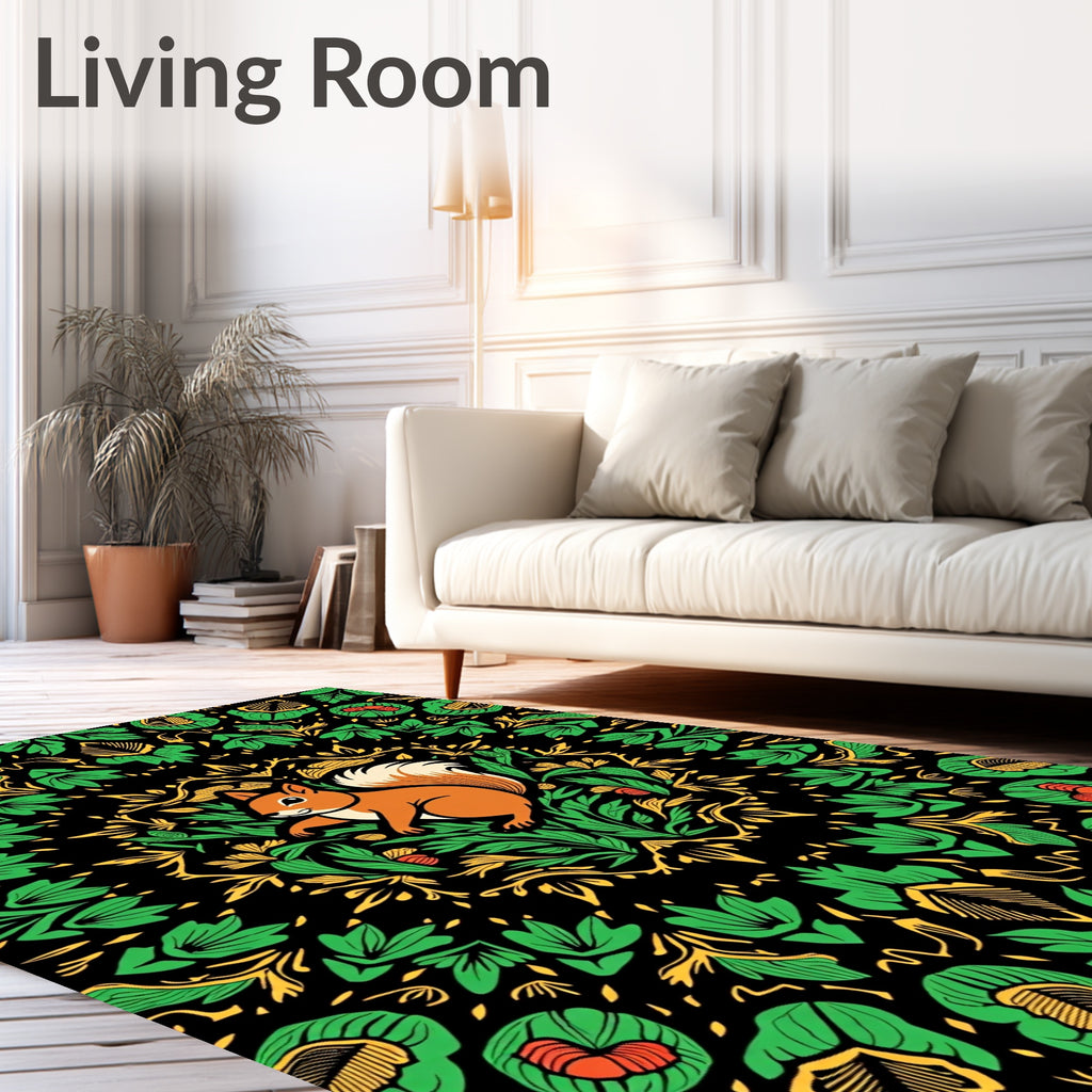 Rustic Squirrel Garden Mandala Rug