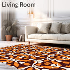 Bold Amber White Geometric Overlay Rug