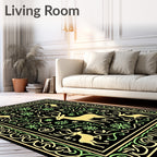 Golden Deer And Snowflake Forest Rug