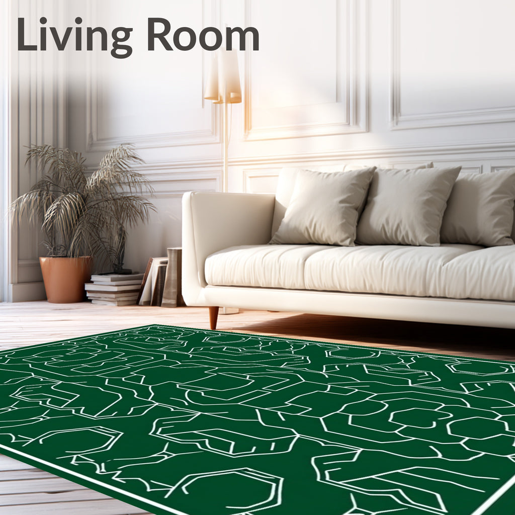Dark Green Geometric Sci Fi Rug
