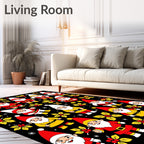 Charming Red Yellow Gnome Christmas Scene Rug