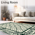Cream Lattice Border With Vines Rug
