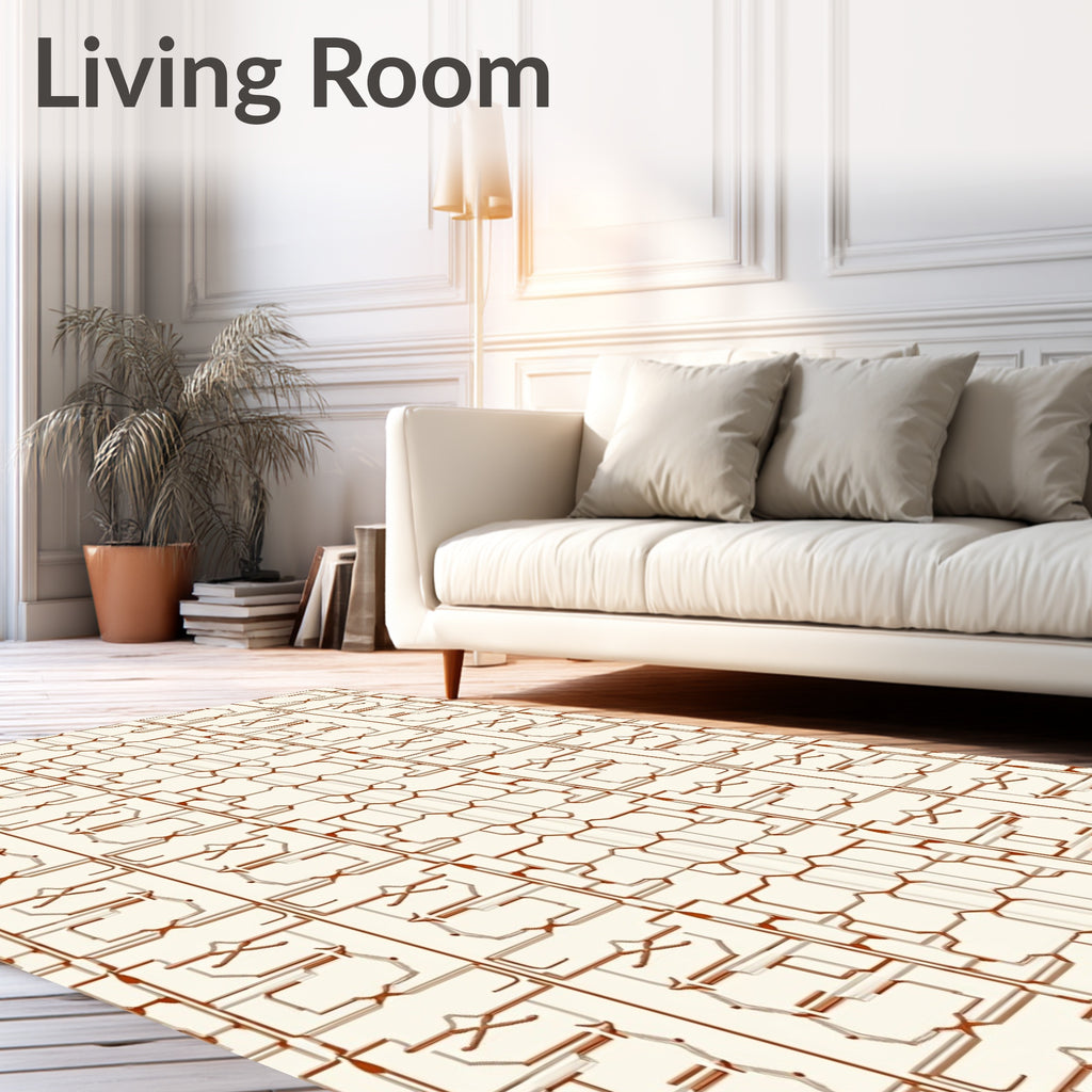 Cream and Copper Geometric Lattice Rug