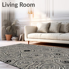 Ink Swirls on Cream Rug