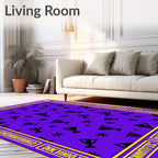 Abstract Black Trophy Stars Purple Rug