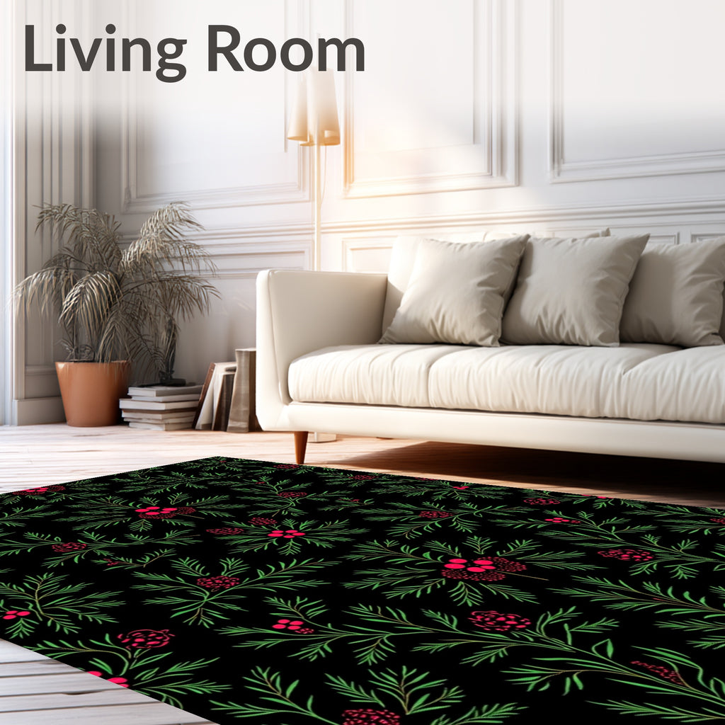 Crimson Berry Pine Garland Rug