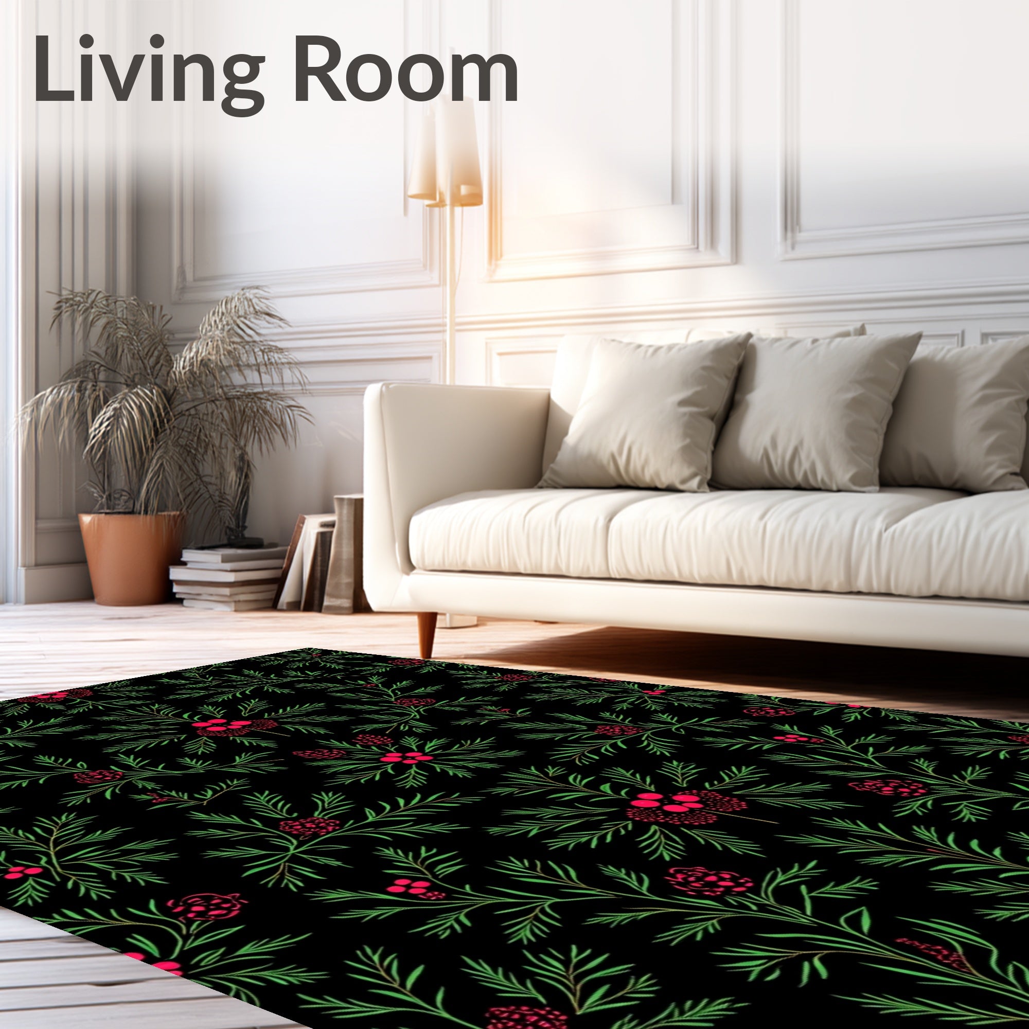 Crimson Berry Pine Garland Rug