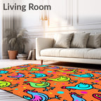 Farmhouse Funky Chicken Dot Collage Rug
