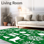Winter Holiday Icons Green White Collection Rug