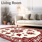Crimson Medallion Floral Bordered Rug